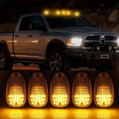 Bestview 5pcs LED Cab Roof Marker Lights Top Clearance Running Lamps for 2003-2018 Dodge Ram 1500 2500 3500/2011-2018 Ram 4500 5500 Pickup Trucks(Orange Lens/Amber Lights) in Saudi Arabia