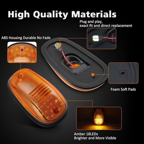 Bestview 5pcs LED Cab Roof Marker Lights Top Clearance Running Lamps for 2003-2018 Dodge Ram 1500 2500 3500/2011-2018 Ram 4500 5500 Pickup Trucks(Orange Lens/Amber Lights) in Saudi Arabia