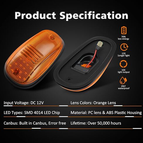 Bestview 5pcs LED Cab Roof Marker Lights Top Clearance Running Lamps for 2003-2018 Dodge Ram 1500 2500 3500/2011-2018 Ram 4500 5500 Pickup Trucks(Orange Lens/Amber Lights) in Saudi Arabia