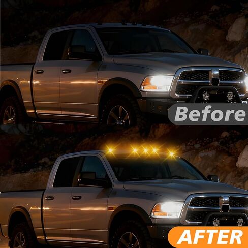 Bestview 5pcs LED Cab Roof Marker Lights Top Clearance Running Lamps for 2003-2018 Dodge Ram 1500 2500 3500/2011-2018 Ram 4500 5500 Pickup Trucks(Orange Lens/Amber Lights) in Saudi Arabia
