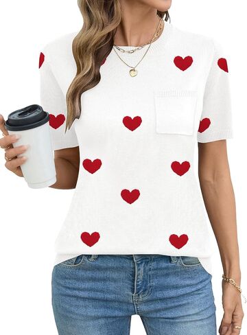 Rapbin Short Sleeve Sweater for Women Spring Summer Knit Tops Crew Neck Casual Lightweight Pullover Sweaters with Pocket in Kuwait
