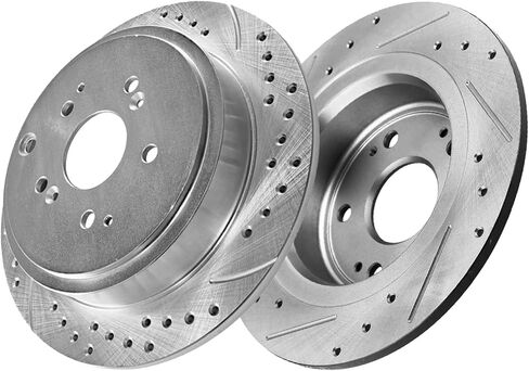 ALLCOMBO 11.09" Rear Brake Rotors for 2005 2006 2007 2008 2009 2010 2011 2012 2013 2014 2015 2016 2017-2021 Honda Accord, for Honda Civic HR-V, Acura TSX ILX Drilled and Slotted Brakes Replacement in Saudi Arabia
