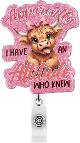 Cute Highland Cow Badge Reel, Funny Badge Retractable Clip for Women Sister Friends Coworkers Office Staff Cow Lover in Saudi Arabia