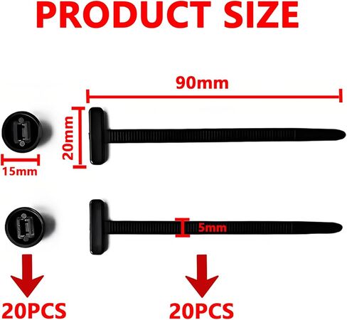 Nylon Universal Cable Tie Buckle for Car Repair, 20PCS Self-Locking Zip Tie Clips, Snap-Fit Automotive Fasteners for Bumper Fender Panel Quick Fix in Kuwait