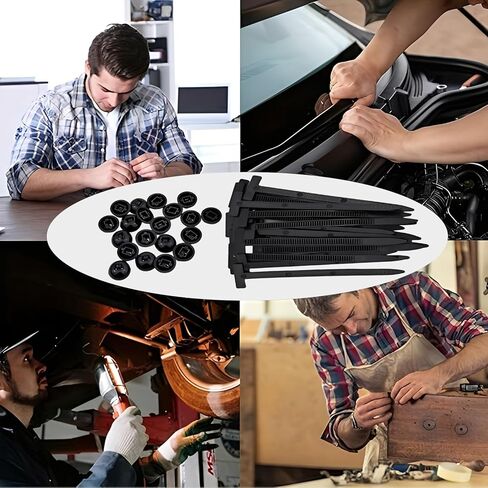 Nylon Universal Cable Tie Buckle for Car Repair, 20PCS Self-Locking Zip Tie Clips, Snap-Fit Automotive Fasteners for Bumper Fender Panel Quick Fix in Kuwait