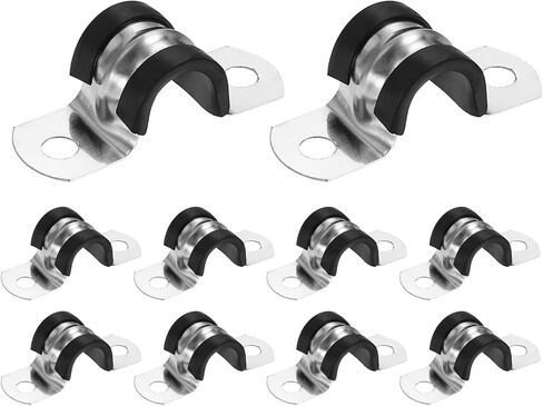 HARFINGTON 10Pcs M14 U-Tube Strap Clamp, 15.5mm 304 Stainless Steel Lined Clip Plastic Cushioned Insulated Clamp for Automotive Industrial Marine Household in Kuwait