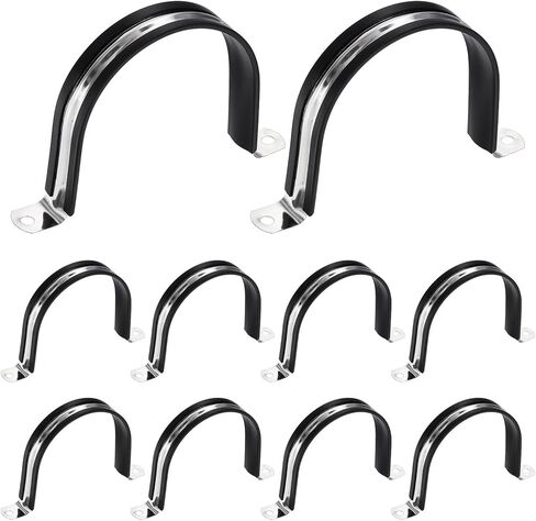 HARFINGTON 10Pcs M14 U-Tube Strap Clamp, 15.5mm 304 Stainless Steel Lined Clip Plastic Cushioned Insulated Clamp for Automotive Industrial Marine Household in Kuwait