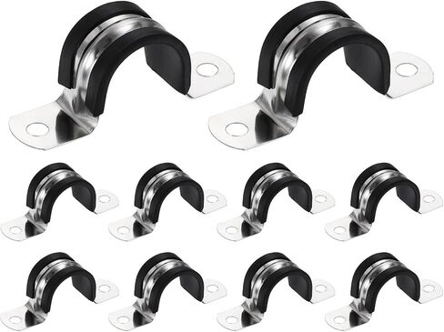 HARFINGTON 10Pcs M14 U-Tube Strap Clamp, 15.5mm 304 Stainless Steel Lined Clip Plastic Cushioned Insulated Clamp for Automotive Industrial Marine Household in Kuwait