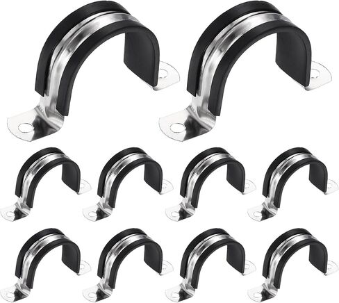 HARFINGTON 10Pcs M14 U-Tube Strap Clamp, 15.5mm 304 Stainless Steel Lined Clip Plastic Cushioned Insulated Clamp for Automotive Industrial Marine Household in Kuwait