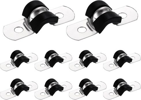 HARFINGTON 10Pcs M14 U-Tube Strap Clamp, 15.5mm 304 Stainless Steel Lined Clip Plastic Cushioned Insulated Clamp for Automotive Industrial Marine Household in Kuwait