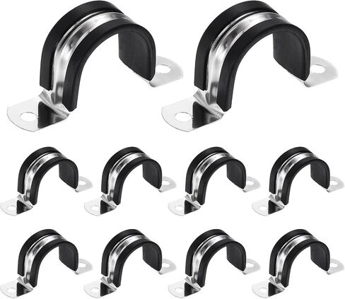 HARFINGTON 10Pcs M14 U-Tube Strap Clamp, 15.5mm 304 Stainless Steel Lined Clip Plastic Cushioned Insulated Clamp for Automotive Industrial Marine Household in Kuwait
