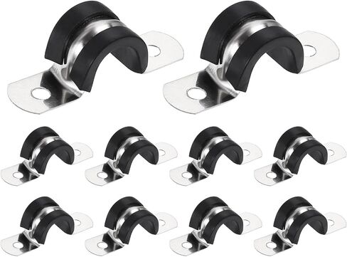 HARFINGTON 10Pcs M14 U-Tube Strap Clamp, 15.5mm 304 Stainless Steel Lined Clip Plastic Cushioned Insulated Clamp for Automotive Industrial Marine Household in Kuwait
