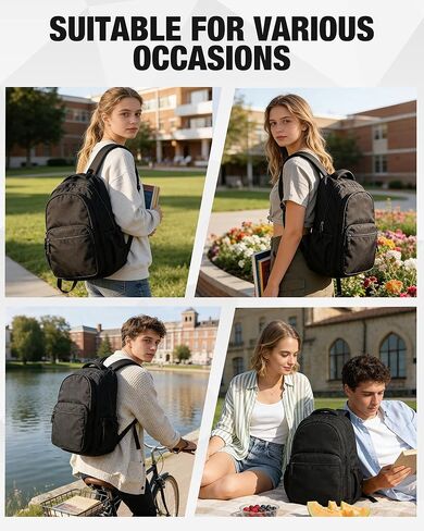 حقائب ظهر جامعية سوداء من coofay للنساء حقيبة ظهر جمالية خفيفة الوزن للكلية مقاومة للماء للكمبيوتر المحمول حقيبة ظهر لطيفة للسفر حقيبة ظهر نهارية حقيبة كمبيوتر بسيطة للرجال in Kuwait