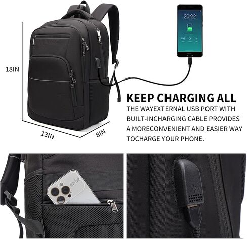 Laptop Backpack for Business Travel and Flight Water Resistant with USB Charging Port Lightweight Durable Large bag for Men and Women Fits 15.6 Inch Laptop Black in Saudi Arabia