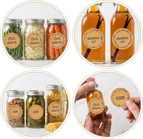 160PCS Canning Labels for Mason Jars and Lids 2 Inch Round Blank Brown Stickers Tag with 4 Different Wreath Designs for Bottles Food Containers Gift Bags in Saudi Arabia
