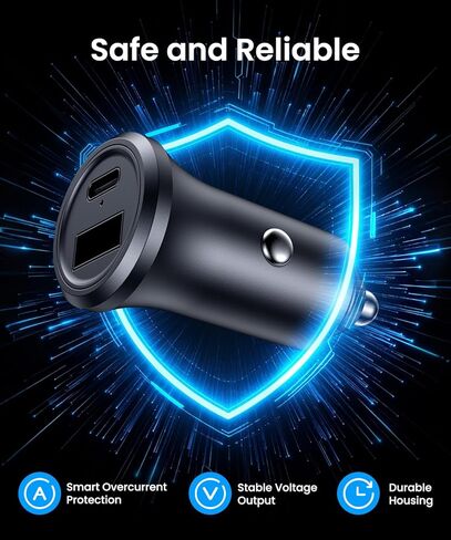 AUTO-VOX Car Charger Adapter: Plug and Play, Smart Overcurrent Protection,Stable Voltage Output,Heat-Resistant Housing,Compatible with The Solar 5A Solar Wireless Magnetic Rv Backup Camera System in Kuwait