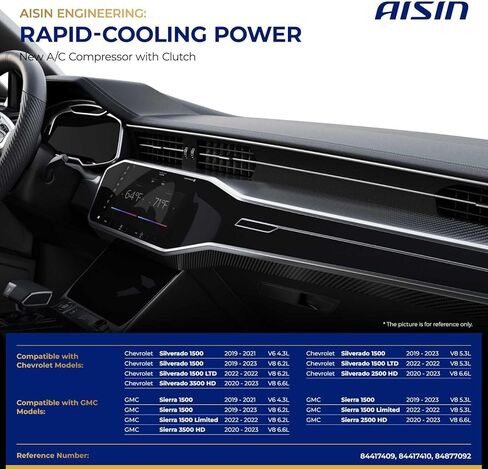 AISIN ACCGM-00904 Air Conditioner AC Compressor - Compatible with Chevrolet Silverado GMC Sierra 1500 2019-2023, Silverado Sierra 2500 3500 HD 2020-2023 - with 4-Pulley Groove, with Clutch in Saudi Arabia