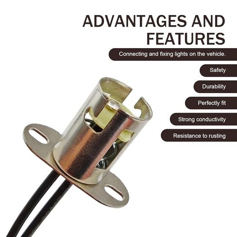 2 PCS 1157 Bulb Socket, LED Bulb Socket Adapter with Wire Connectors, Automotive LED 1157 High and Low Foot Lamp Holder, Universal for Car Truck (Silver) in Kuwait