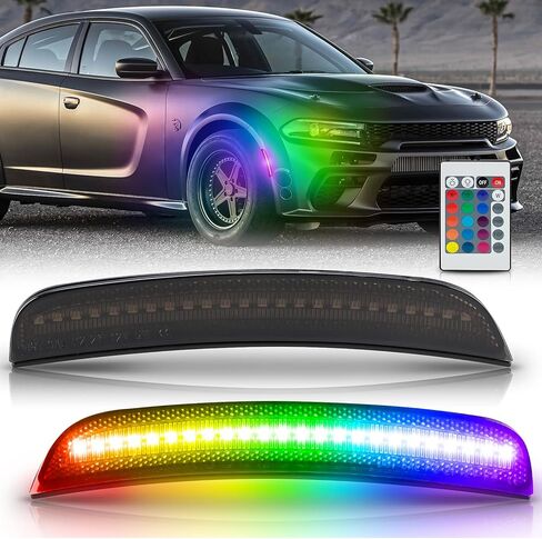 Bestview RGB LED Side Marker Lights for Dodge Charger 2015-2023, Front Fender Bumper side Marker Reflectors Lamps Kit Assembly,16 Color Lighting Somked Len in Saudi Arabia