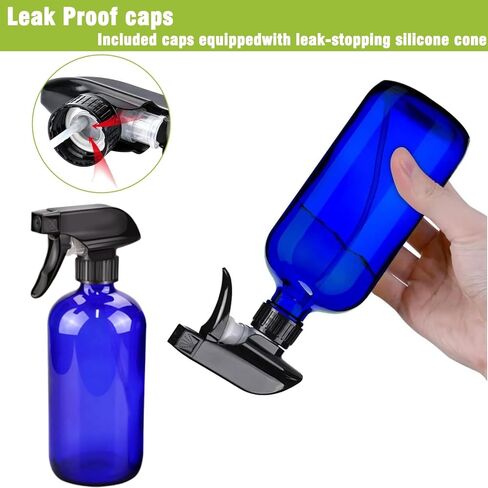 16oz Glass Spray Bottles,2-Pack Refillable Empty Spray Bottl for Cleaning, Hair Care, Plants - Adjustable Nozzl - Blue in Kuwait