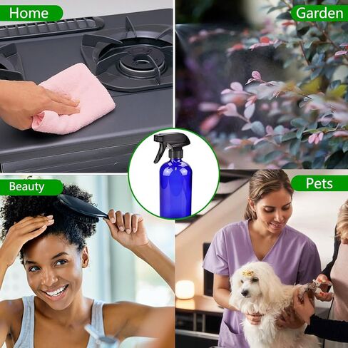 16oz Glass Spray Bottles,2-Pack Refillable Empty Spray Bottl for Cleaning, Hair Care, Plants - Adjustable Nozzl - Blue in Kuwait