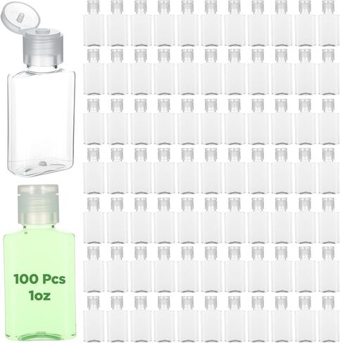 100 Pcs 1 oz Travel Bottles - Clear PET Refillable Containers with Flip Caps, Leak-Proof Mini Bottles for Shampoo, Lotion, Hand Sanitizer & More in Kuwait