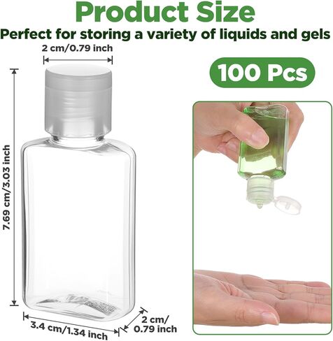 100 Pcs 1 oz Travel Bottles - Clear PET Refillable Containers with Flip Caps, Leak-Proof Mini Bottles for Shampoo, Lotion, Hand Sanitizer & More in Kuwait