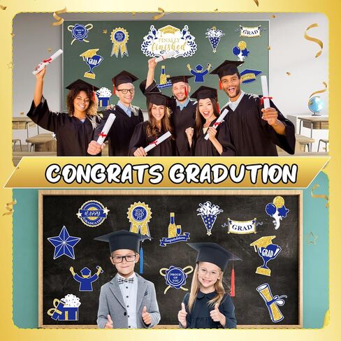 15 قطعة مغناطيس سيارة التخرج 2025 ديكورات سيارة التخرج، ملصقات مغناطيسية لثلاجة السيارة مقاومة للماء، ملصق مغناطيسي لتهنئة التخرج فخور بك لباب جراج السيارة سطح معدني (أزرق وذهبي) in Kuwait