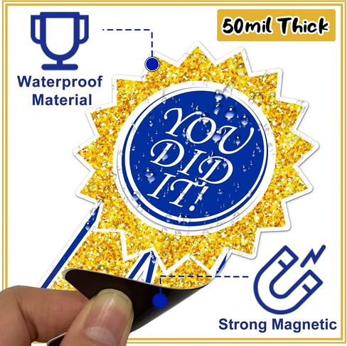 15 قطعة مغناطيس سيارة التخرج 2025 ديكورات سيارة التخرج، ملصقات مغناطيسية لثلاجة السيارة مقاومة للماء، ملصق مغناطيسي لتهنئة التخرج فخور بك لباب جراج السيارة سطح معدني (أزرق وذهبي) in Kuwait
