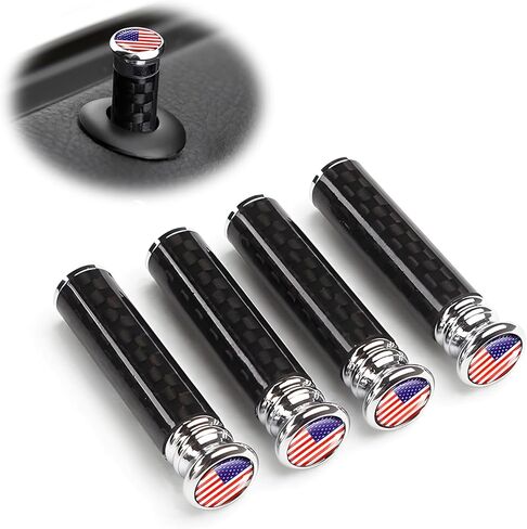 4 PCS Car Door Lock Knobs, Carbon Fiber American Flag Auto Door Lock Pin Covers, Vehicle Doors Bolt Pin Cover Interior Decoration for Cars Trucks SUVs, Car Accessories (Black&White) in Kuwait