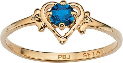 Palm Beach Jewelry Simulated Birthstone Heart Ring in Gold-Plated in Saudi Arabia