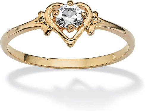 Palm Beach Jewelry Simulated Birthstone Heart Ring in Gold-Plated in Saudi Arabia