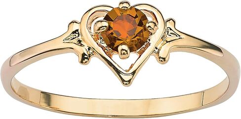 Palm Beach Jewelry Simulated Birthstone Heart Ring in Gold-Plated in Saudi Arabia