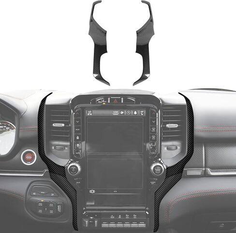 RT-TCZ Center Console Navigation GPS Side Cover Trim Decoration Interior Accessories for Dodge RAM 2019-2023,Carbon Fiber in Saudi Arabia
