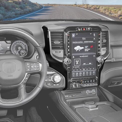 RT-TCZ Center Console Navigation GPS Side Cover Trim Decoration Interior Accessories for Dodge RAM 2019-2023,Carbon Fiber in Saudi Arabia
