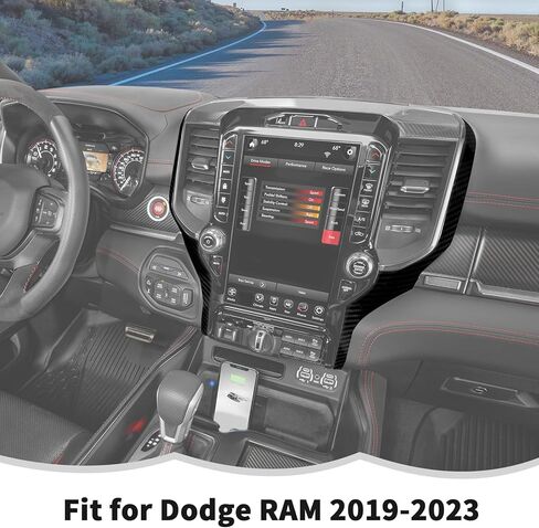 RT-TCZ Center Console Navigation GPS Side Cover Trim Decoration Interior Accessories for Dodge RAM 2019-2023,Carbon Fiber in Saudi Arabia