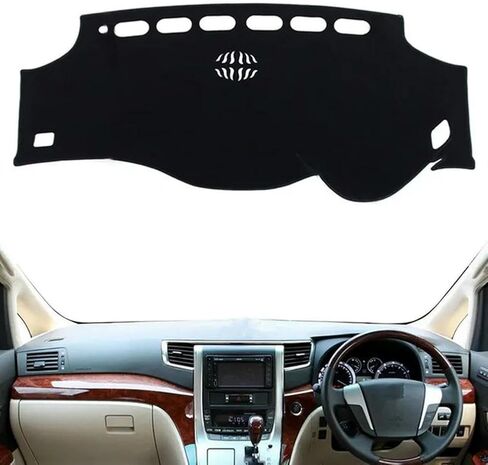 Dashboard Cover Dash Mat,for Toyota Alphard Vellfire 2008-2015 2016 2017,Anti-Scratch Dash Cover Dashboard Cover Mat Sun Shade Protect Carpet, Right Hand Drive, Black(Black Edge) in Saudi Arabia