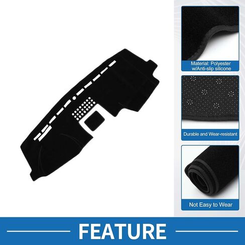 Dash Cover Non-Slip Dashboard Carpet Mat for Ford F250 2017-2022 Polyester Black in Saudi Arabia