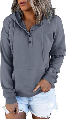 Betadog إمرأة 2025 هوديس زر طوق الرباط قناع السترة البلوز عارضة طويلة الأكمام قمم القمصان in Kuwait