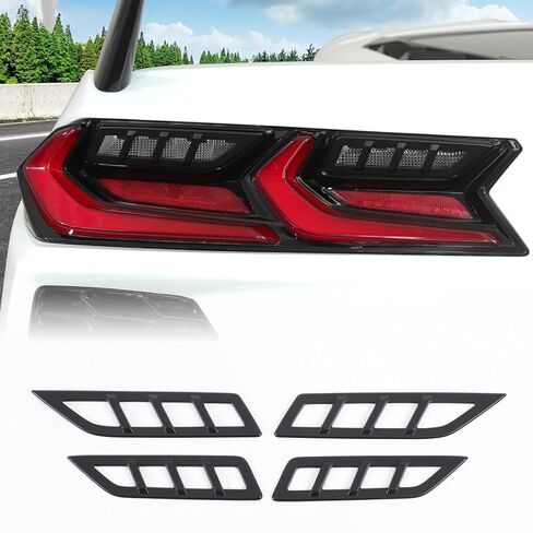 CHEAYAR Car Rear Lamp Tinted Tail Light Cover Compatible with Corvette C8 Stingray 2020-2025, Lights Cover Reversing Lamp Protection Frame,C8 Accessories (Carbon Fiber Pattern) in Saudi Arabia