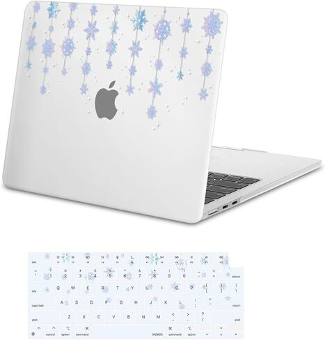 MOSISO Compatible with MacBook Air 13 inch Case 2025 2024 2023 2022 M4 A3240 M3 A3113 M2 A2681, Protective Plastic Hard Shell & Keyboard Cover for MacBook Air 13.6 inch Case, Blue Snowflakes in Saudi Arabia