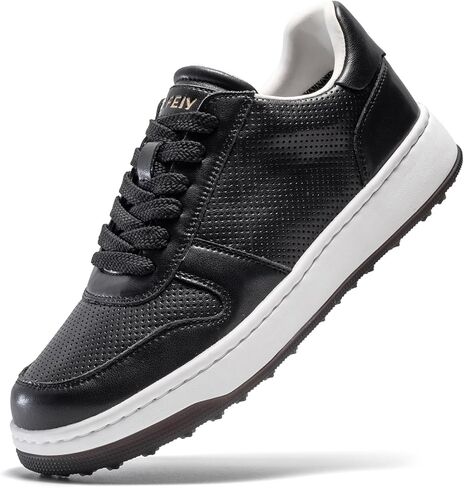 UOFEIY Men's Golf Shoes Spikeless, Water-Resistant Leather Upper, Comfortable Walking Cushion, Rubber Traction Outsole, Breathable Perforated Design, Golf Sneakers in Saudi Arabia