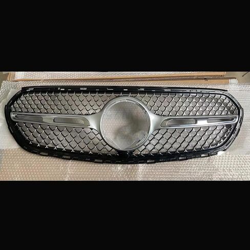 STSEV01 Front Bumper Grill Upper Grille Compatible with Mercedes Benz GLC Class X254 2023 2024 2025 GLC300/ GLC350e, Silver Chrome Diamond Style Replacement Grid Accessories in Kuwait