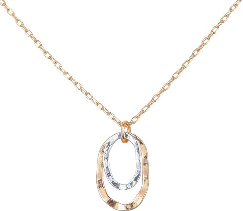 Jojomina Mixed Metal Necklace Gold and Silver Circle Pendant Two Tone Ring Necklaces for Women Western Boho Jewelry in Saudi Arabia