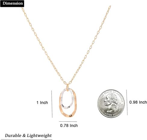 Jojomina Mixed Metal Necklace Gold and Silver Circle Pendant Two Tone Ring Necklaces for Women Western Boho Jewelry in Saudi Arabia