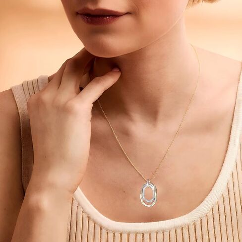 Jojomina Mixed Metal Necklace Gold and Silver Circle Pendant Two Tone Ring Necklaces for Women Western Boho Jewelry in Saudi Arabia