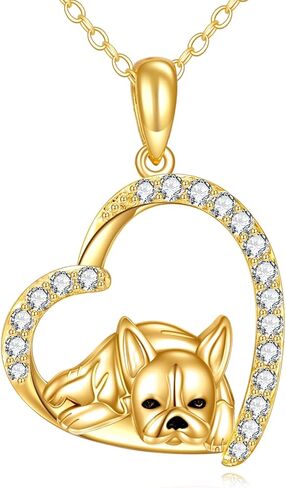KECHO 14K الذهب الصلب قلادة الكلب للنساء حساسة الذهب مكعب زركونيا الذهب بوسطن جحر الكلب قلادة بوسطن جحر هدايا للأم والزوجة والأخت in Saudi Arabia