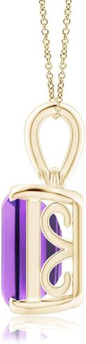 Angara Emerald-Cut Amethyst Solitaire Necklace in 14K Solid Gold/Platinum | Natural Prong-Set Amethyst Pendant for Women | February Birthday, Anniversary, Gemstone Jewelry Gift in Saudi Arabia