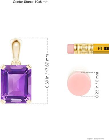 Angara Emerald-Cut Amethyst Solitaire Necklace in 14K Solid Gold/Platinum | Natural Prong-Set Amethyst Pendant for Women | February Birthday, Anniversary, Gemstone Jewelry Gift in Saudi Arabia