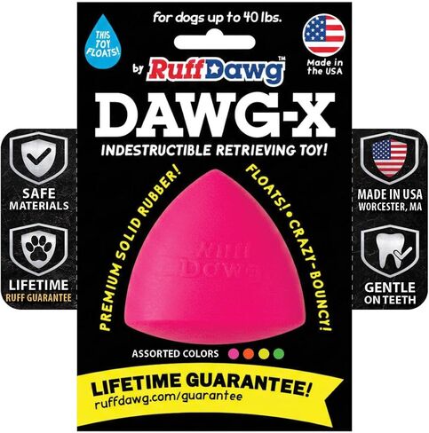 Ruff Dawg Dawg-X - لعبة كلب مطاطية فائقة المتانة للمضغ العدواني - تطفو للعب في الماء - ألوان نيون متنوعة للرؤية - صُنعت في الولايات المتحدة الأمريكية in Saudi Arabia